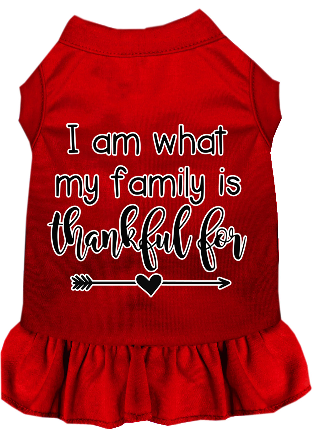 I Am What My Family is Thankful For Screen Print Dog Dress Red XL